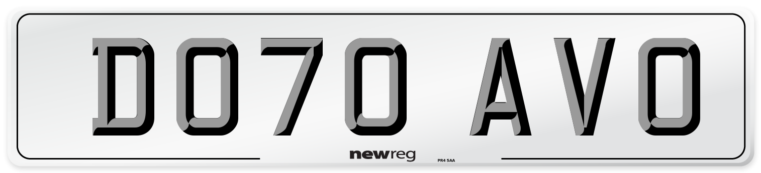 DO70 AVO Number Plate from New Reg